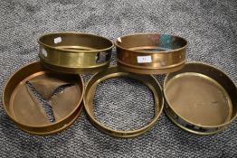 A lot containing brass and copper scientific sieves.