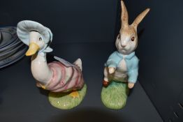 Two Royal Albert Beatrix Potter figures, Peter Rabbit and Jemmima Puddleduck, both large size and