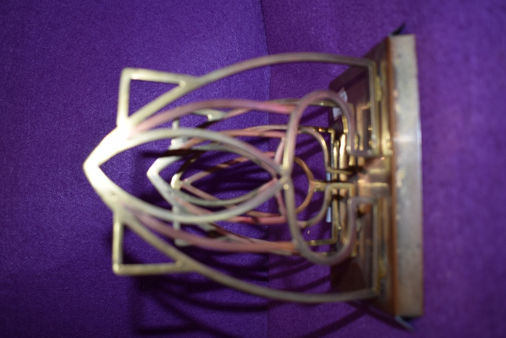 An art nouveau letter rack in brass and copper. - Image 3 of 6
