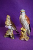 Two Beswick studies, Songthrush 2306 and Kestrel 2316