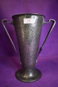 A large twin handled Tuderic pewter vase having art nouveau styling to handles.