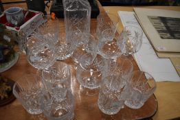 A selection of clear cut crystal glass wares including Edinburgh crystal decanter and similar