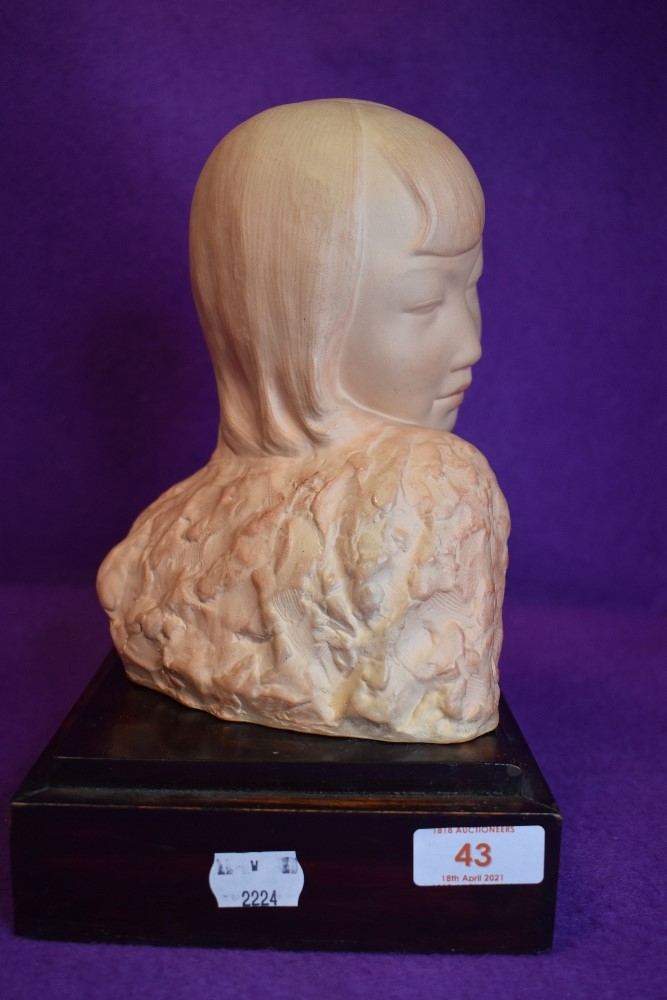A bust mounted on plinth showing side profile of Geisha girl or similar. - Image 2 of 3