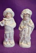 A pair of Victorian German styled porcelain figures or mantle garnitures both good condition