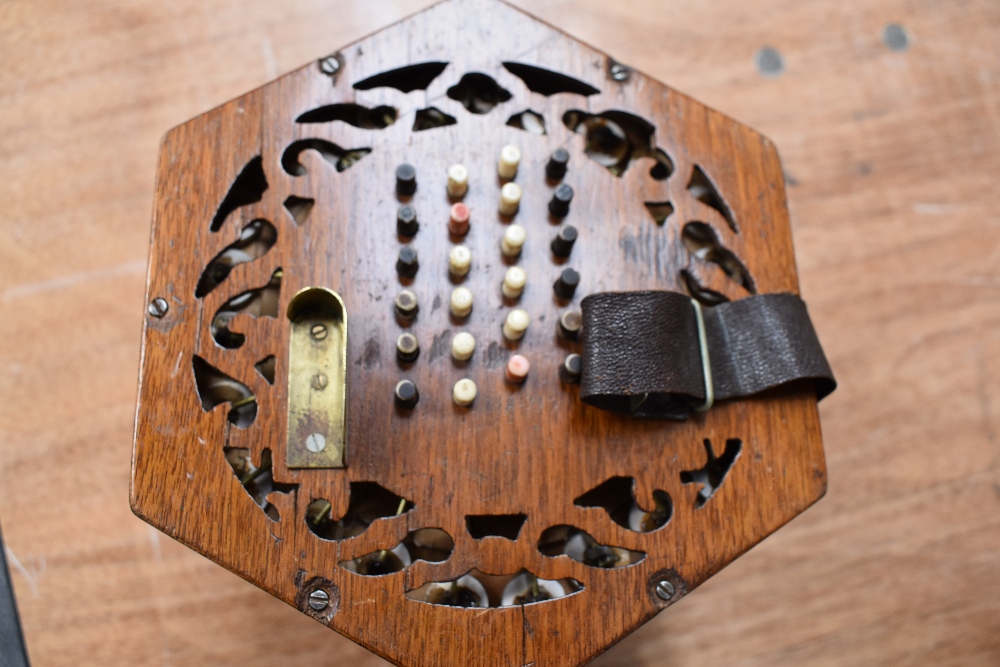 A traditional 48 button concertina, probably Lachenal late 19th/early 20th Century, some splitting - Image 2 of 2