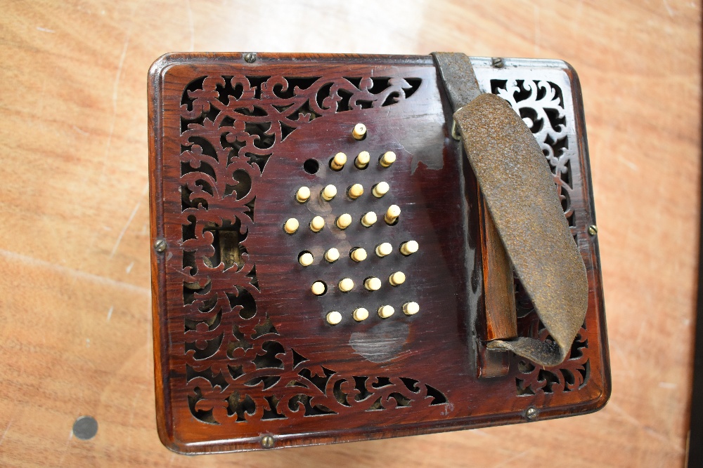 A 19th Century Rosewood concertina of rare square form, believed to be Lachenal, circa 1883, - Image 3 of 4