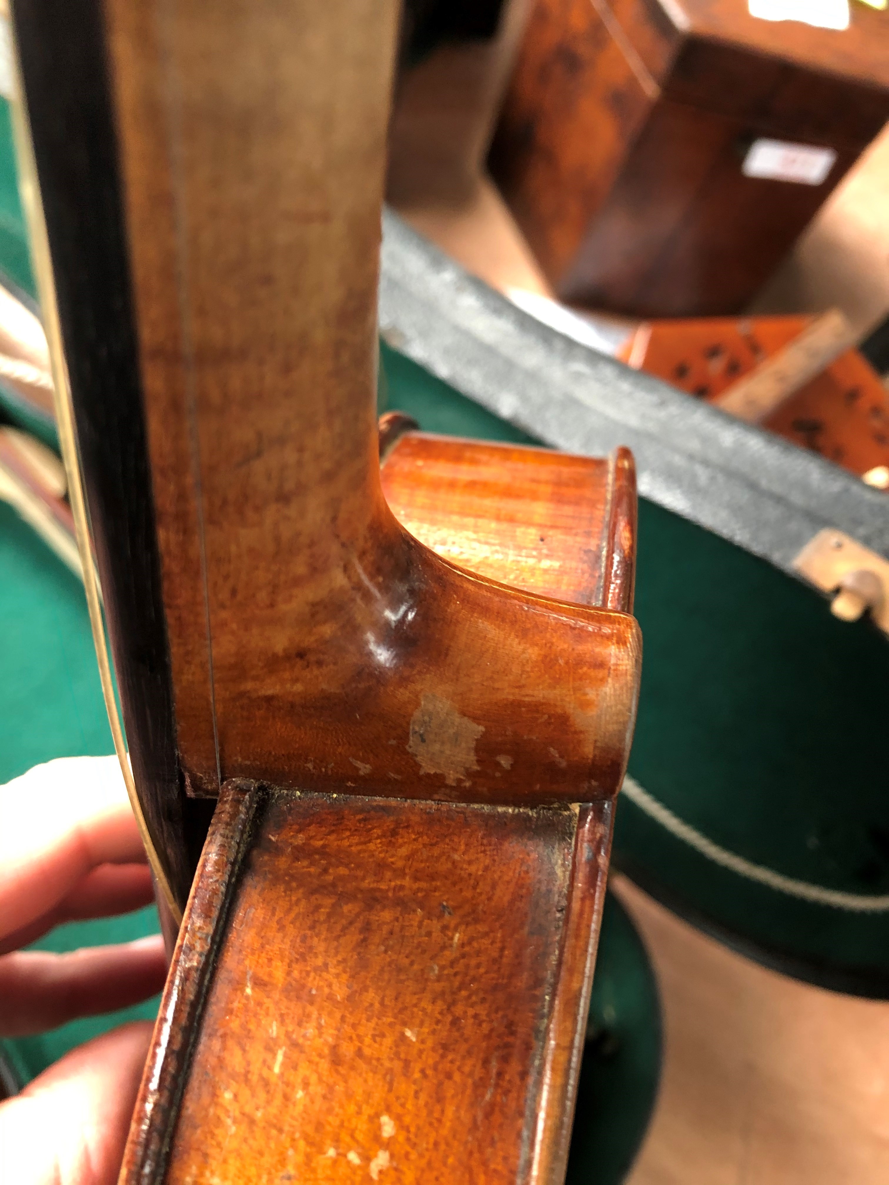 A French Violin, labelled Louis Cherpitel, having two piece 14in (36cm) back, in hard case with - Image 7 of 9