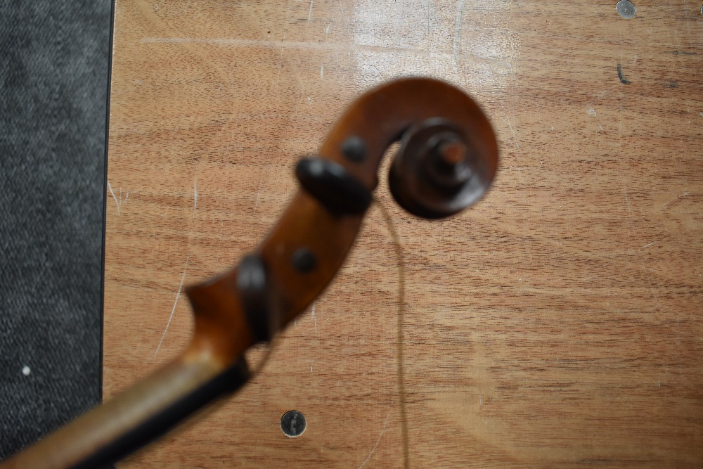 A French Violin, labelled Louis Cherpitel, having two piece 14in (36cm) back, in hard case with - Image 4 of 9