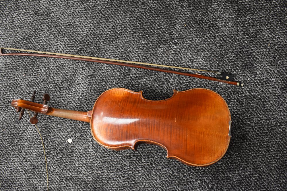 A French Violin, labelled Louis Cherpitel, having two piece 14in (36cm) back, in hard case with - Image 2 of 9