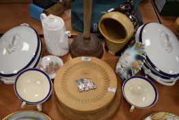 A selection of ceramics and kitchen wares including Salt pig