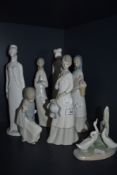 A collection of Lladro,Nao and Spode figurines.