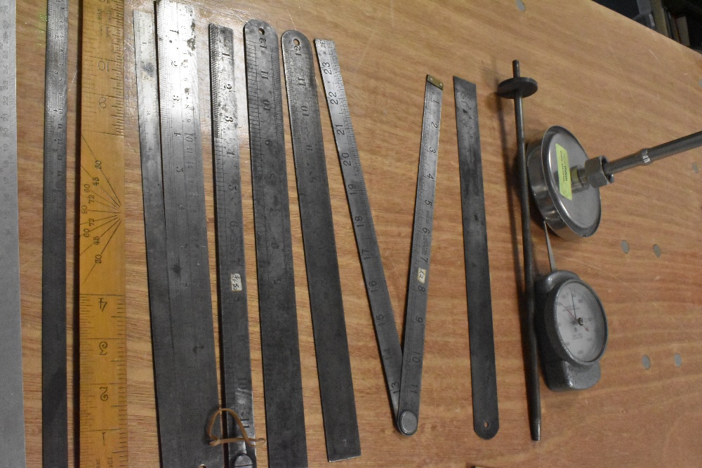 A selection of engineers or machinist marking and measuring devices including rulers and gauges - Image 4 of 8