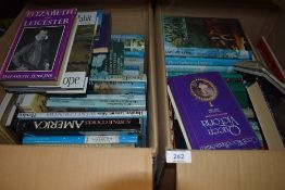 Two boxes of text and reference books including history and geography interest