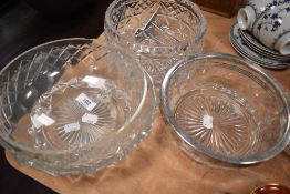 Four vintage glass fruit bowls.