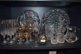 A large collection of mixed glass and crystal including vases ,tumblers and more.