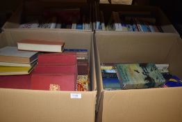 Four boxes of general vintage and modern books, varied interests.