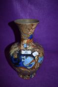 A large Bursley ware 'Amstel' vase having abstract bird and foliage pattern in shades of blue and