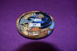 A Bursley ware 'Amstel' pin dish having abstract bird and foliage pattern in shades of blue and