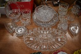 A large assortment of good quality vintage glass including compartmental serving dish and fruit