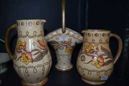 A selection of three Bursley ware items, all signed underside Charlotte Rhead TL95 including two