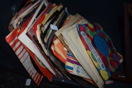 A collection of 45RPM singles including pop interest and easy listening, Kate Bush,Earth Wind and