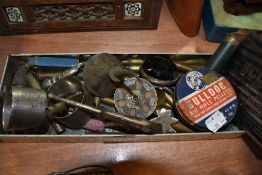 A selection of various tools and curios including two vintage oilers