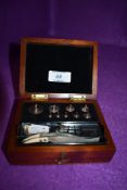 A vintage mahogany case of scientific weights,J.W Towers Manchester,Widnes,Liverpool.