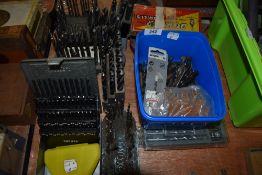 A good selection of drill bits and original cast drill bit stands including Enox Dormer and