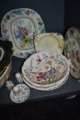 A selection of ceramics including Wedgwood,Copeland Spode and similar, mainly floral designs.AF