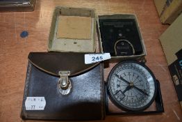 Two cased compass including one military marked Magnetic Marching Mark 1