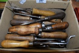 A selection of gun makers chequering tools and chisels