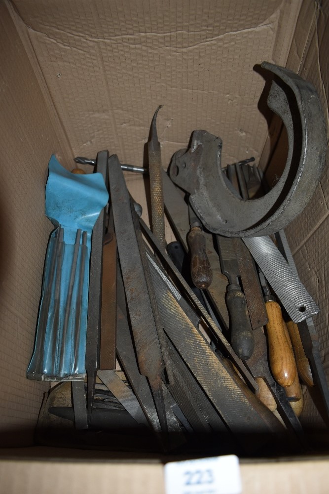 A selection of metal working files and similar irons