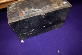 A vintage joiners wooden tool chest and contents of tools etc, width approx. 60cm