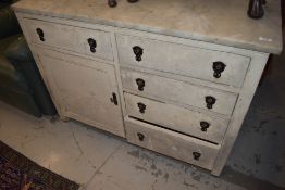 A marble top wash stand or kitchen work cupboard, approx. 110 x 61cm