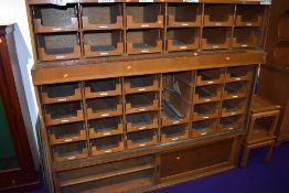 A large sectional merchants shop drawer fittings and similar cupboard, overall dimensions approx.