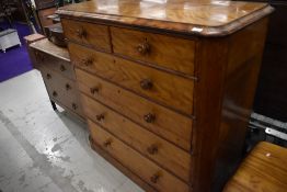 A Victorian satinwood chest of two over four drawers, approx. dimensions W120 D52 H122cm