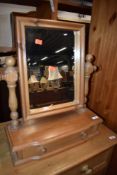 A natural pine dressing table mirror having drawer base, width approx. 50cm