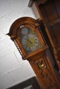 An early 20th Century oak 'gradmother clock' , Jacobean style case with twist columns, height