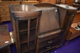 An early to mid 20th Century oak sondheim bureau display approx. W123cm