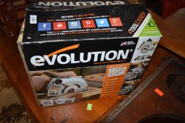 A boxed Evolution table saw, looks like new