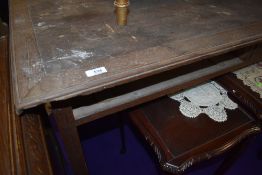 A late 19th or early 20th Century oak desk or side table, as found, drawer missing and in general