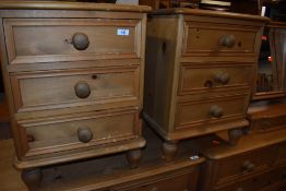 A pair of natural pine bedside drawers, each width approx. 45cm
