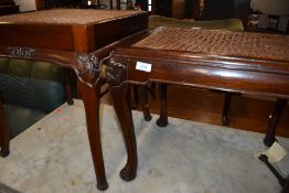 Two mahogany and canework stools