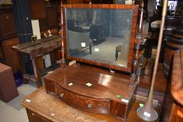 An early 20th Century mahogany toilet mirror on demi bow front drawer base, width approx. 63cm