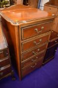A nice quality reproduction narrow chest of five drawers, height approx. 106cm