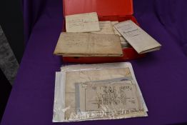 A box of various documents, 1752 onwards, Velum Deeds etc, Wickers Webster has good seal seen,