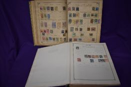 Two large old albums of Stamps, green Album has many 100's World stamps with remainders and pages