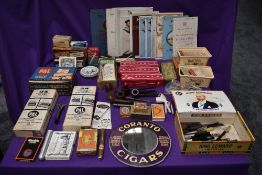 A large collection of Smoking related products and advertising including Cigarette Cards, 1930's