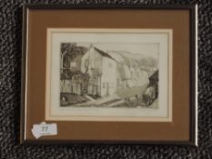 An etching, after Joseph Webb, A Buckinghamshire Lane, signed and dated 1931, 12 x 17cm, plus