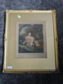 A mezzotint print, artist proof, after Fanny Corbaux, The Pet Rabbit, limited to 250, indistinctly